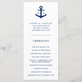 Navy Blue Anchor Monogram Nautical Wedding Programm