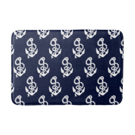 Navy Blue Anchor Nautic Muster Mat Badematte
