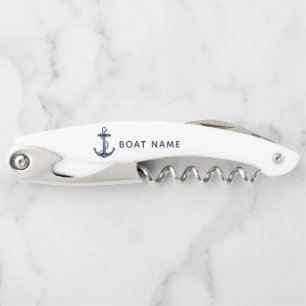 Navy Blue Anchor Nautical Boat Name Custom Kellnermesser