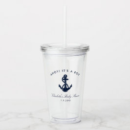 Navy Blue Anchor Nautical Coastal Babydusche Acryltrinkbecher