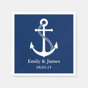Navy Blue Anchor Nautical Wedding Serviette