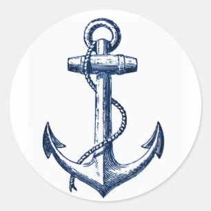 Navy Blue Anchor Runder Aufkleber