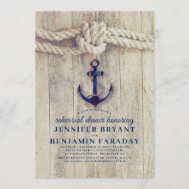 Navy Blue Anchor Rustic Nautic Probe Dinner Einladung