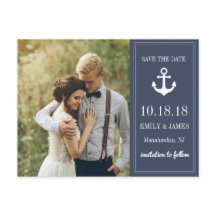 Navy Blue Anchor Save the Date am Meer