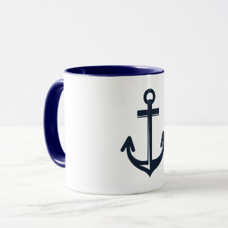 Navy Blue Anchor Tasse