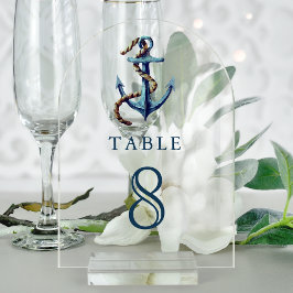 Navy Blue Anchor Wedding Acrylic Table Number Acryleinladungen