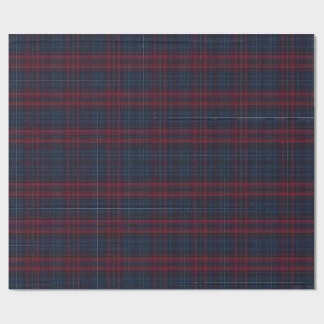 Navy Blue and Burgundy Plaid Wrapping Paper Geschenkpapier (Flach)