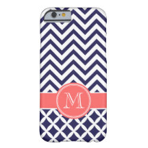 Navy Blue and Coral Zickzack Custom Monogram