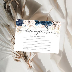 Navy Blue and Dusty Rose Date Night Ideenkarte