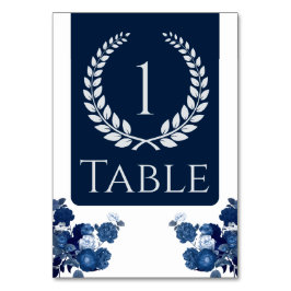 Navy Blue and Floral Table Number with Color Block Tischnummer