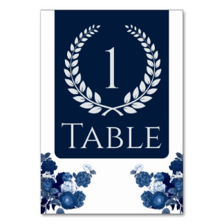 Navy Blue and Floral Table Number with Color Block Tischnummer