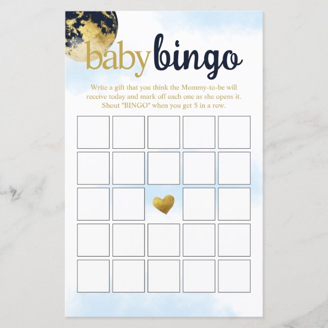 Navy Blue and Gold Baby Bingo Baby Shooting Game (Vorderseite)