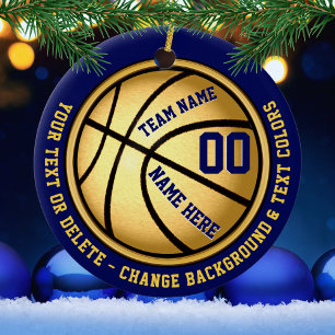 Navy Blue and Gold Basketball Ornament PERSONALISI