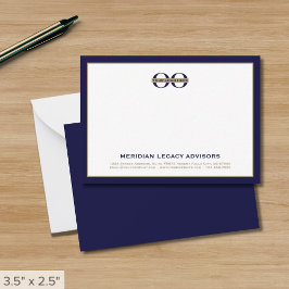 Navy Blue and Gold Business Note Card mit Logo Mitteilungskarte