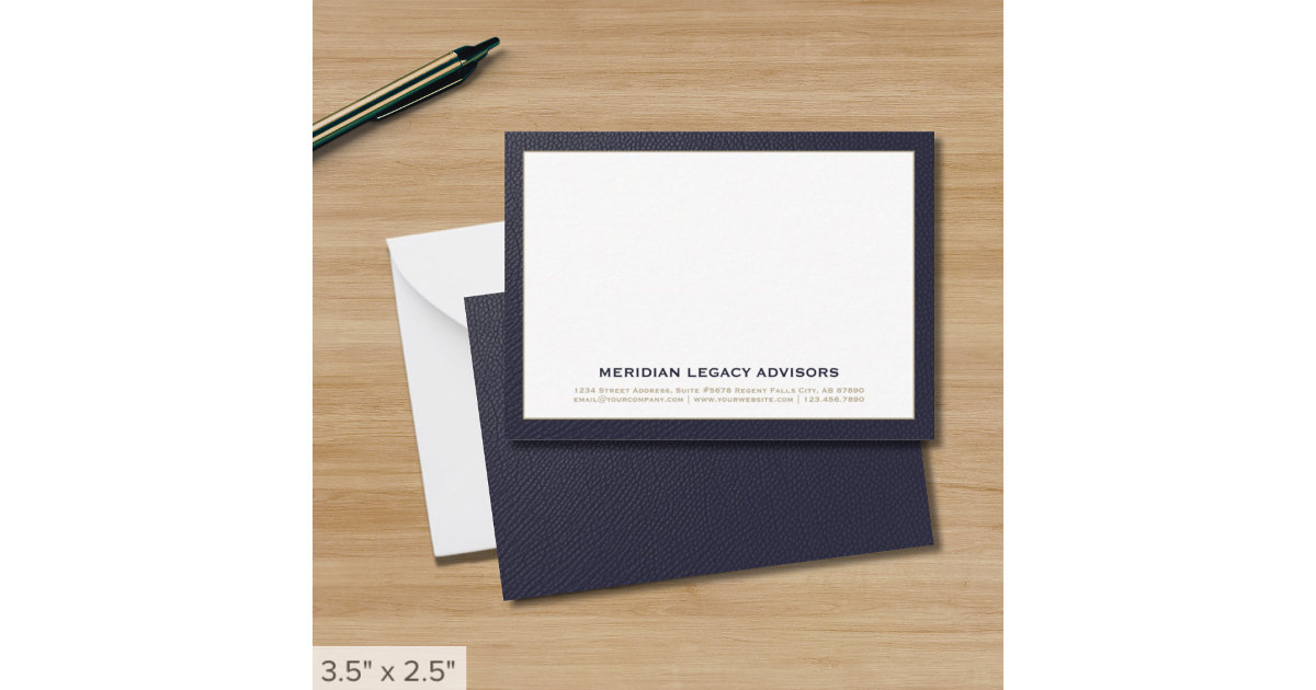 Navy Blue and Gold Business Note Card Mitteilungskarte | Zazzle.at