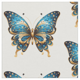 Navy Blue and Gold Butterfly Seamless Pattern Stoff