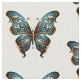 Navy Blue and Gold Butterfly Seamless Pattern Stoff