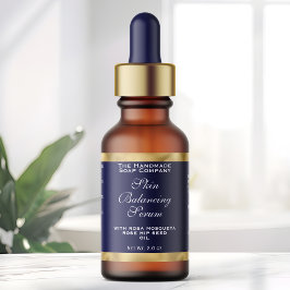 Navy Blue and Gold Cosmetics Dropper Bottle Label  Adressaufkleber