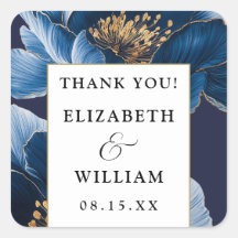 Navy Blue and Gold Floral Elegant Vielen Dank für 