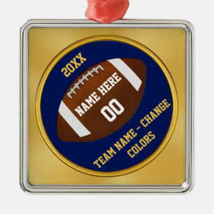 Navy Blue and Gold, Football Ornament Personalisie Aus Metall