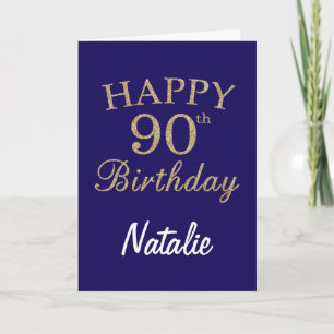 Navy Blue and Gold Glitzer 90. Geburtstagskarte Karte