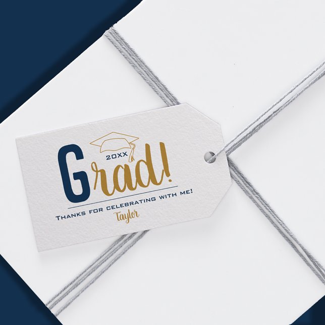 Navy Blue and Gold Graduation Cap Gastgeschenk Geschenkanhänger (Navy Blue and Gold Graduation Cap Party Favor Gift Tags)