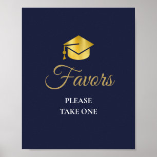 Navy Blue and Gold Graduation Party favorisiert Un Poster