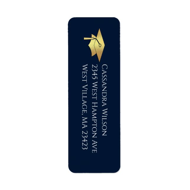 Navy Blue and Gold Graduation Return Address (Vorne)