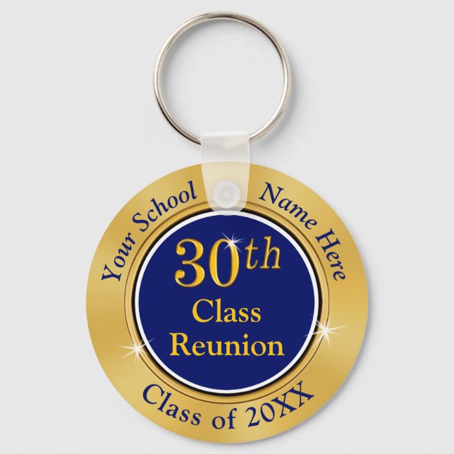 Navy Blue and Gold High School Wiedersehen 30 Jahr Schlüsselanhänger (Vorderseite)