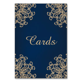 Navy Blue and Gold Indian Style Card Tischnummer