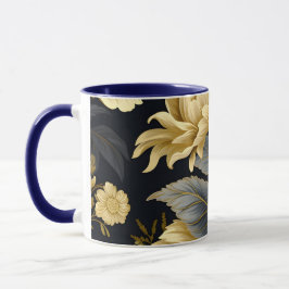 Navy Blue and Gold Modern Boho Custom Logo Mug Tasse
