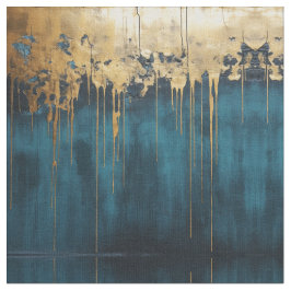 Navy Blue and Gold Modern Boho Seamless Pattern Fa Stoff