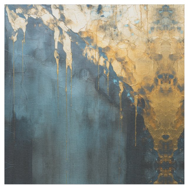 Navy Blue and Gold Modern Boho Seamless Pattern Stoff (Nahaufnahme)