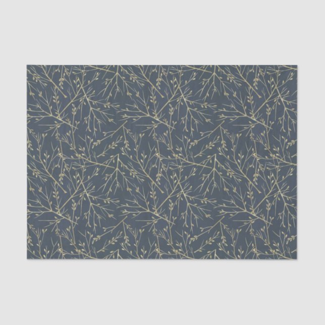 Navy Blue and Gold Muster Seidenpapier (Vorderseite)