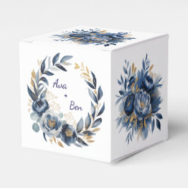 Navy Blue and Gold Peony Flower Wedding Geschenkschachtel
