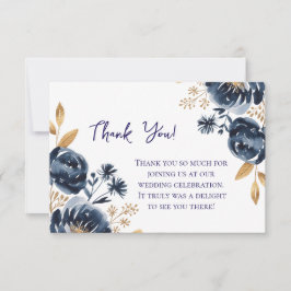 Navy Blue and Gold Peony Wedding Dankeskarte