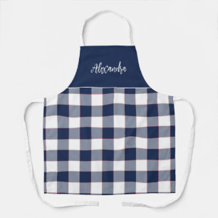 Navy Blue and Red Karo Personalisiert Kitchen Schürze