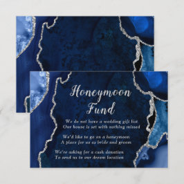Navy Blue and Silver Agate Honeymoon Fund Begleitkarte