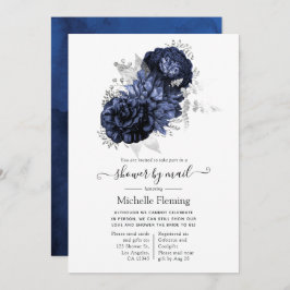 Navy Blue and Silver Floral Shows by Mail Einladung