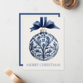 Navy Blue and White Chinoiserie Weihnachtsschmuck Mitteilungskarte