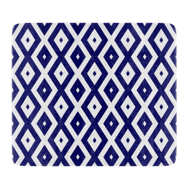 Navy blue and white diamond pattern schneidebrett (Vorderseite)