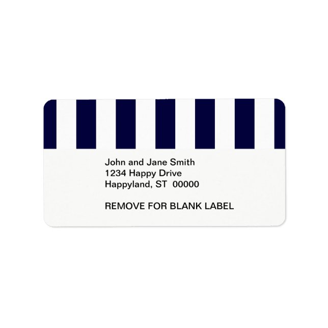 Navy Blue and White Extra Large Stripe Pattern Adressaufkleber (Vorne)
