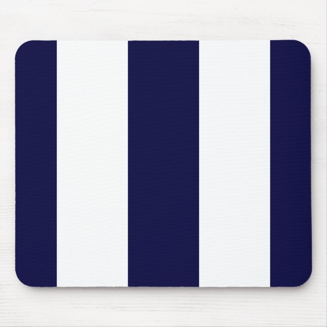 Navy Blue and White Extra Large Stripe Pattern Mousepad (Vorne)