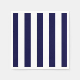Navy Blue and White Extra Large Stripe Pattern Serviette