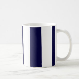 Navy Blue and White Extra Large Stripe Pattern Tasse