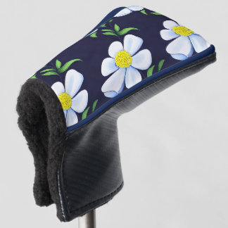 Navy Blue and White Floral Muster Golf Headcover