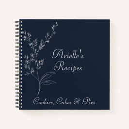Navy Blue and White Floral Spiral Notebook Notizbuch