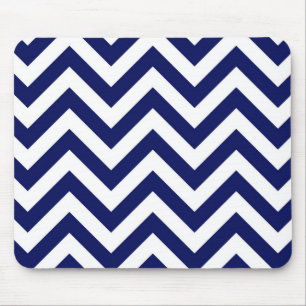 Navy Blue and White Large Zickzack ZigZag Muster Mousepad
