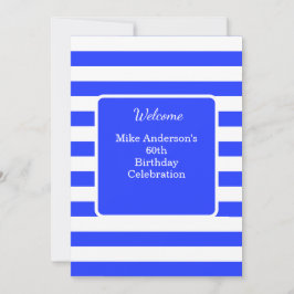 Navy Blue and White Mens Birthday Party Einladung