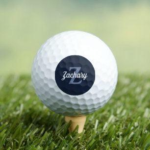 Navy Blue and White Monogram und Name Personalisie Golfball